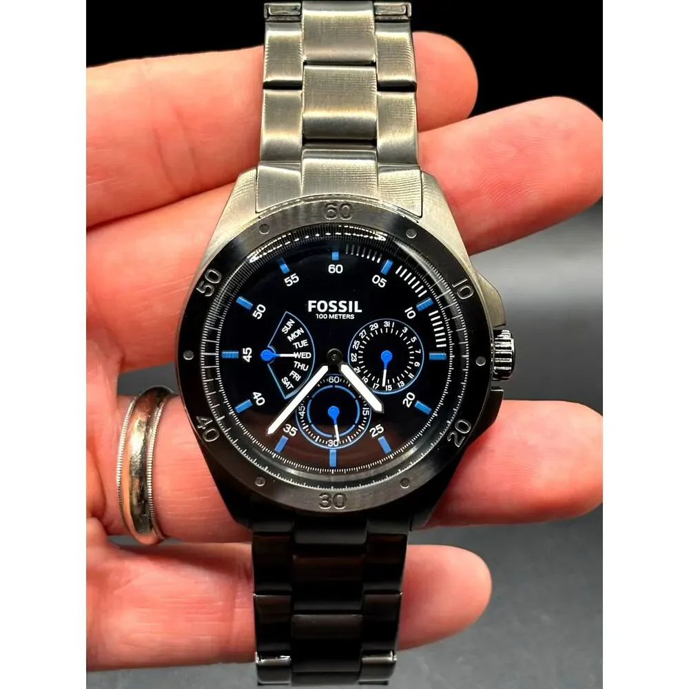 Fossil Sport 54 CH3035 Multifunction Black Blue 44mm Men’s Watch 100M